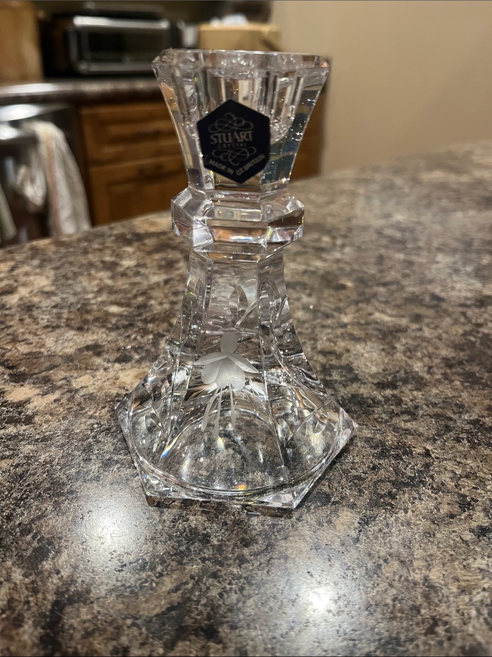 Crystal Etched Clear Crystal Candlestick